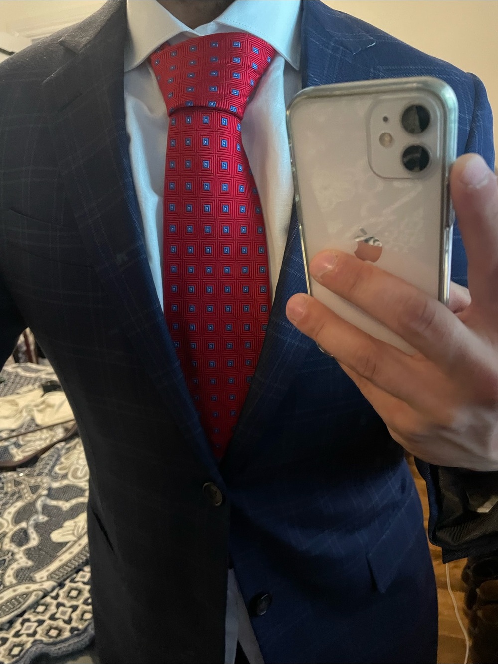Austin Reed red geometric silk tie